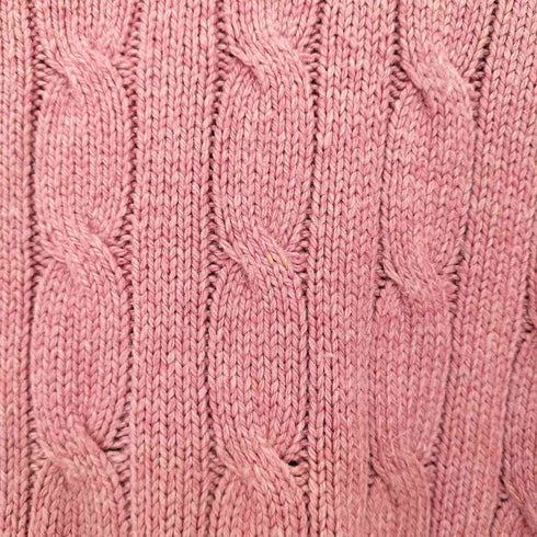 ポロバイラルフローレン Polo by RALPH LAUREN 00s ポニー刺繍 シルク100 ケーブル編み ハーフジップニット プルオーバー メンズ import:L